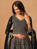 Amazing Black Color Georgette Fabric Plazzo Suit