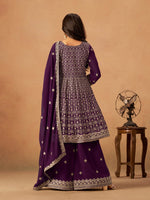 Amazing Purple Color Georgette Fabric Plazzo Suit
