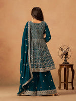 Amazing Teal Color Georgette Fabric Plazzo Suit