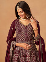 Amazing Maroon Color Georgette Fabric Plazzo Suit