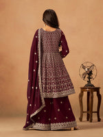 Amazing Maroon Color Georgette Fabric Plazzo Suit