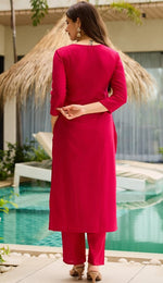 Gorgeous Pink Color Rayon   Fabric Designer Suit