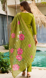 Gorgeous Green Color Viscose   Fabric Designer Suit