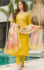 Gorgeous Mustard Color Viscose   Fabric Designer Suit