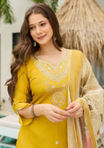 Gorgeous Mustard Color Viscose   Fabric Designer Suit