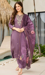 Gorgeous Purple Color Viscose   Fabric Designer Suit