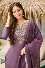 Gorgeous Purple Color Viscose   Fabric Designer Suit