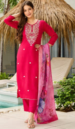 Gorgeous Pink Color Viscose   Fabric Designer Suit