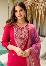 Gorgeous Pink Color Viscose   Fabric Designer Suit