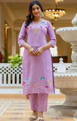 Gorgeous Purple Color Viscose  Fabric Designer Suit