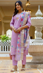 Gorgeous Purple Color Viscose  Fabric Designer Suit