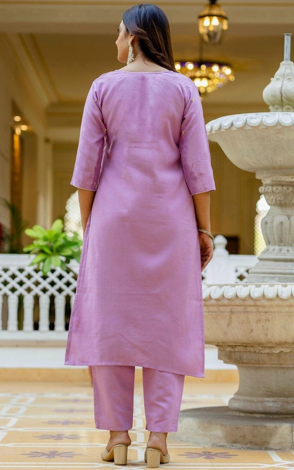 Gorgeous Purple Color Viscose  Fabric Designer Suit