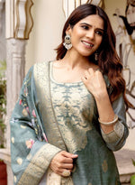 Gorgeous Grey Color Chanderi  Fabric Designer Suit