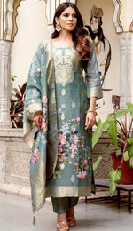 Gorgeous Grey Color Chanderi  Fabric Designer Suit
