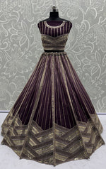 Lovely Purple Color Net Fabric Party Wear Lehenga