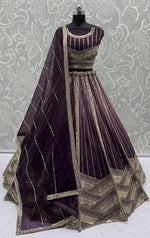 Lovely Purple Color Net Fabric Party Wear Lehenga