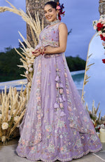 Beautiful Purple Color Satin Fabric Party Wear Lehenga