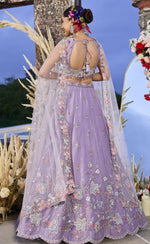 Beautiful Purple Color Satin Fabric Party Wear Lehenga