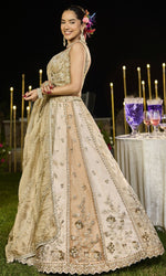Beautiful Beige Color Satin Fabric Party Wear Lehenga