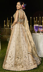 Beautiful Beige Color Satin Fabric Party Wear Lehenga