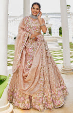 Beautiful Beige Color Satin Fabric Party Wear Lehenga