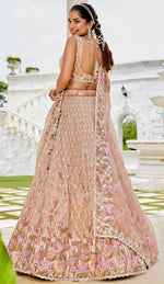 Beautiful Beige Color Satin Fabric Party Wear Lehenga
