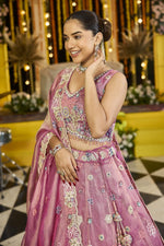 Beautiful Pink Color Satin Fabric Party Wear Lehenga