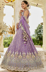 Beautiful Purple Color Satin Fabric Party Wear Lehenga