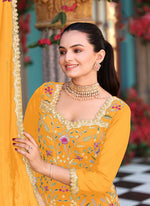 Divine Yellow Color Georgette Fabric Plazzo Suit