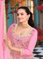 Divine Pink Color Georgette Fabric Plazzo Suit