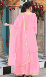 Divine Pink Color Georgette Fabric Plazzo Suit