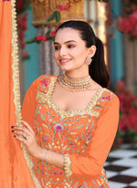 Divine Orange Color Georgette Fabric Plazzo Suit