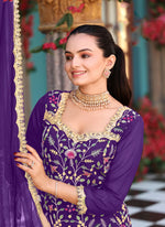 Divine Purple Color Georgette Fabric Plazzo Suit