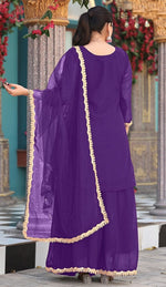 Divine Purple Color Georgette Fabric Plazzo Suit