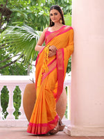 Amazing Orange Color Silk Fabric Casual Saree