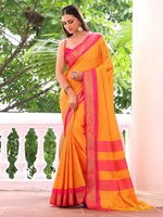 Amazing Orange Color Silk Fabric Casual Saree