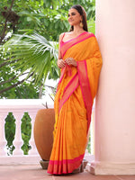 Amazing Orange Color Silk Fabric Casual Saree