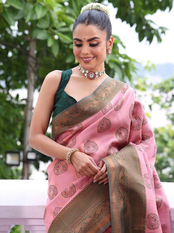 Amazing Pink Color Silk Fabric Casual Saree