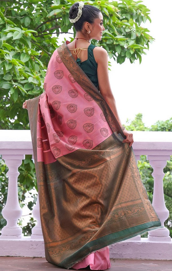 Amazing Pink Color Silk Fabric Casual Saree