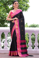 Amazing Black Color Silk Fabric Casual Saree