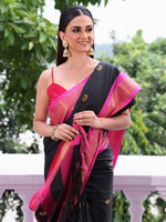 Amazing Black Color Silk Fabric Casual Saree