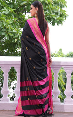 Amazing Black Color Silk Fabric Casual Saree