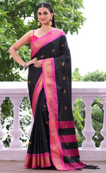Amazing Black Color Silk Fabric Casual Saree