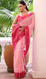 Amazing Pink Color Silk Fabric Casual Saree