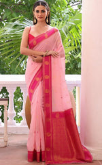 Amazing Pink Color Silk Fabric Casual Saree