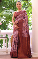 Amazing Purple Color Silk Fabric Casual Saree