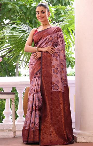 Amazing Purple Color Silk Fabric Casual Saree