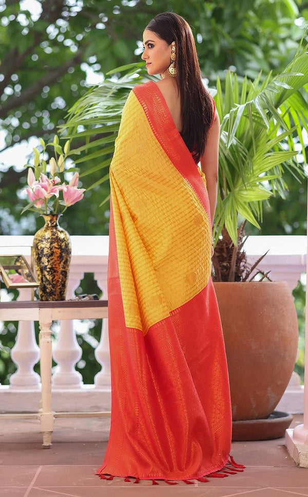 Amazing Yellow Color Silk Fabric Casual Saree