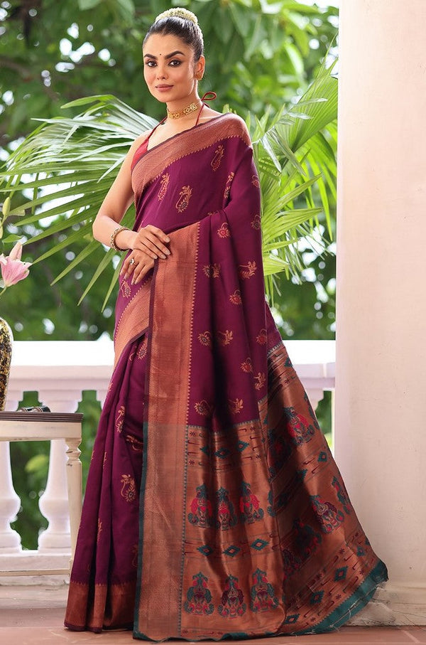 Amazing Purple Color Silk Fabric Casual Saree