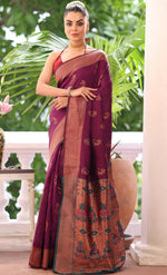 Amazing Purple Color Silk Fabric Casual Saree